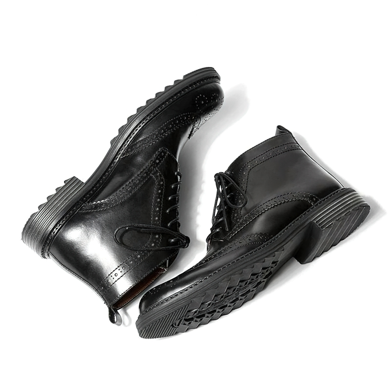 CLEARANCE / Men's Genuine Leather Round Toe Lace Up Brogue Shoes - US