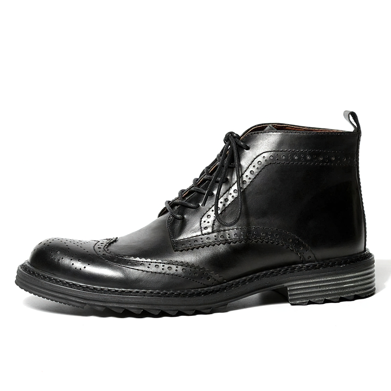 CLEARANCE / Men's Genuine Leather Round Toe Lace Up Brogue Shoes - US