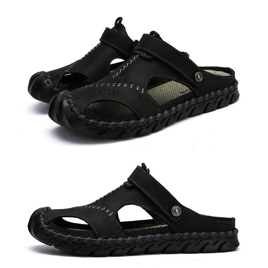 Men's Genuine Leather Sandals / Beach Slippers / Summer Outdoor Soft Shoes