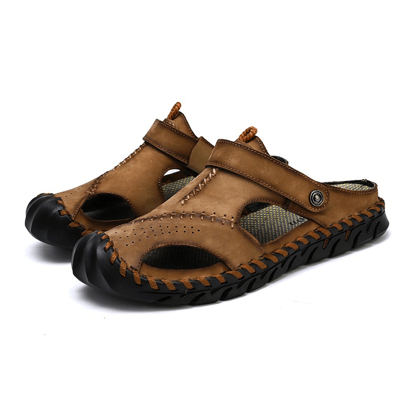 Men's Genuine Leather Sandals / Beach Slippers / Summer Outdoor Soft Shoes