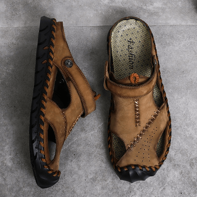 Men's Genuine Leather Sandals / Beach Slippers / Summer Outdoor Soft Shoes
