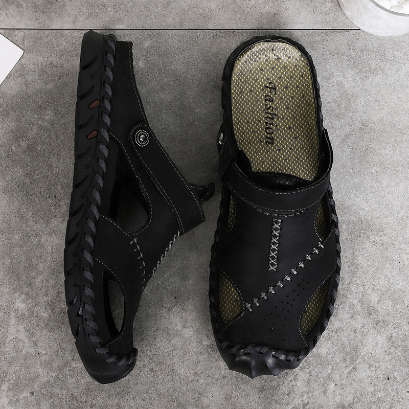 Men's Genuine Leather Sandals / Beach Slippers / Summer Outdoor Soft Shoes