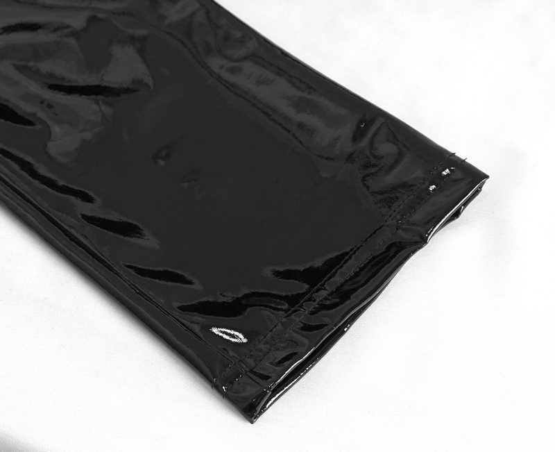 Men's Glossy Leather Lace-Up Fashion Trousers with Chains