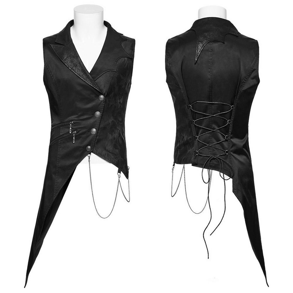 Men's Gothic Asymmetric Waistcoat with Metal Chain Details