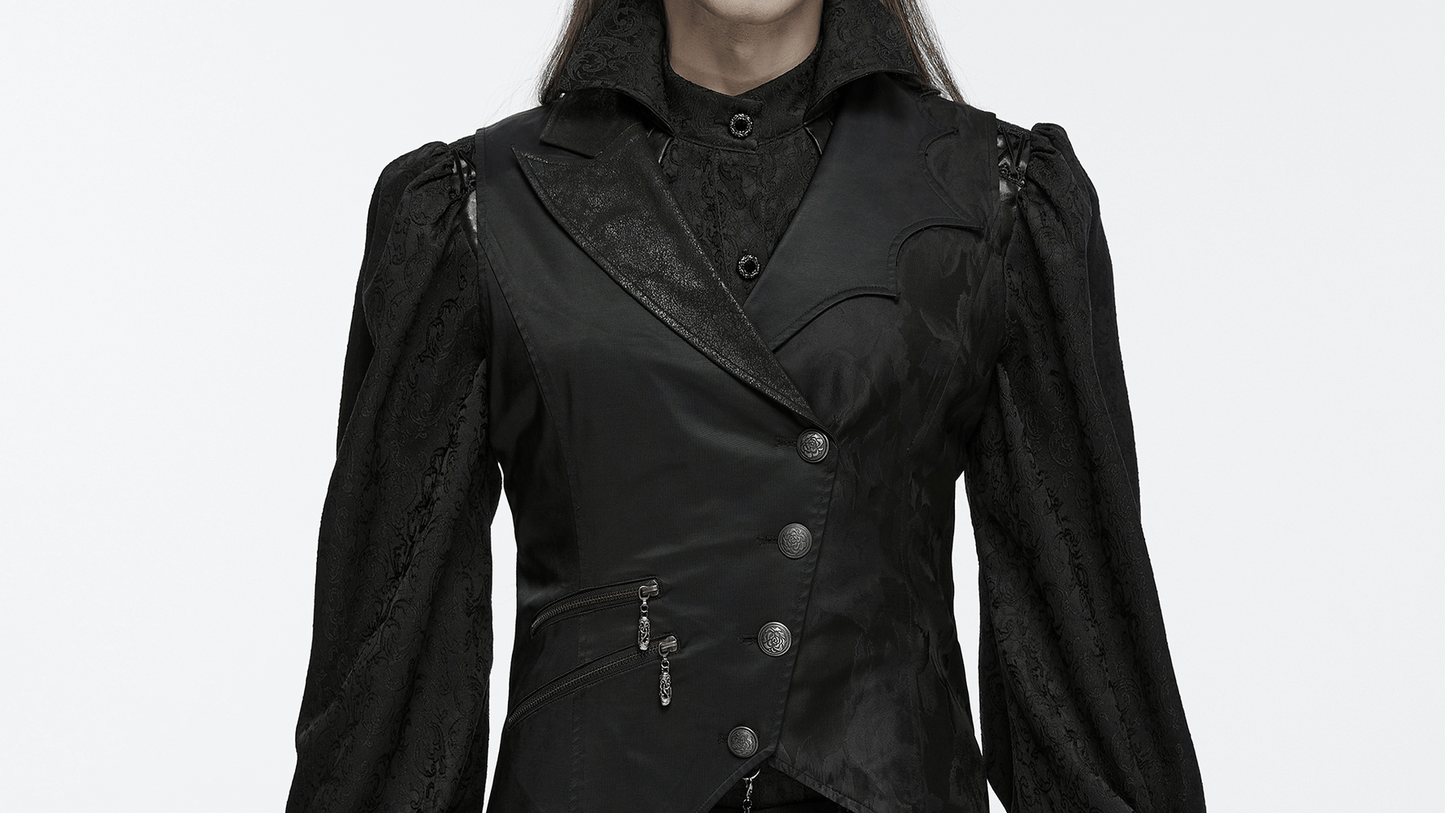 Men's Gothic Asymmetric Waistcoat with Metal Chain Details