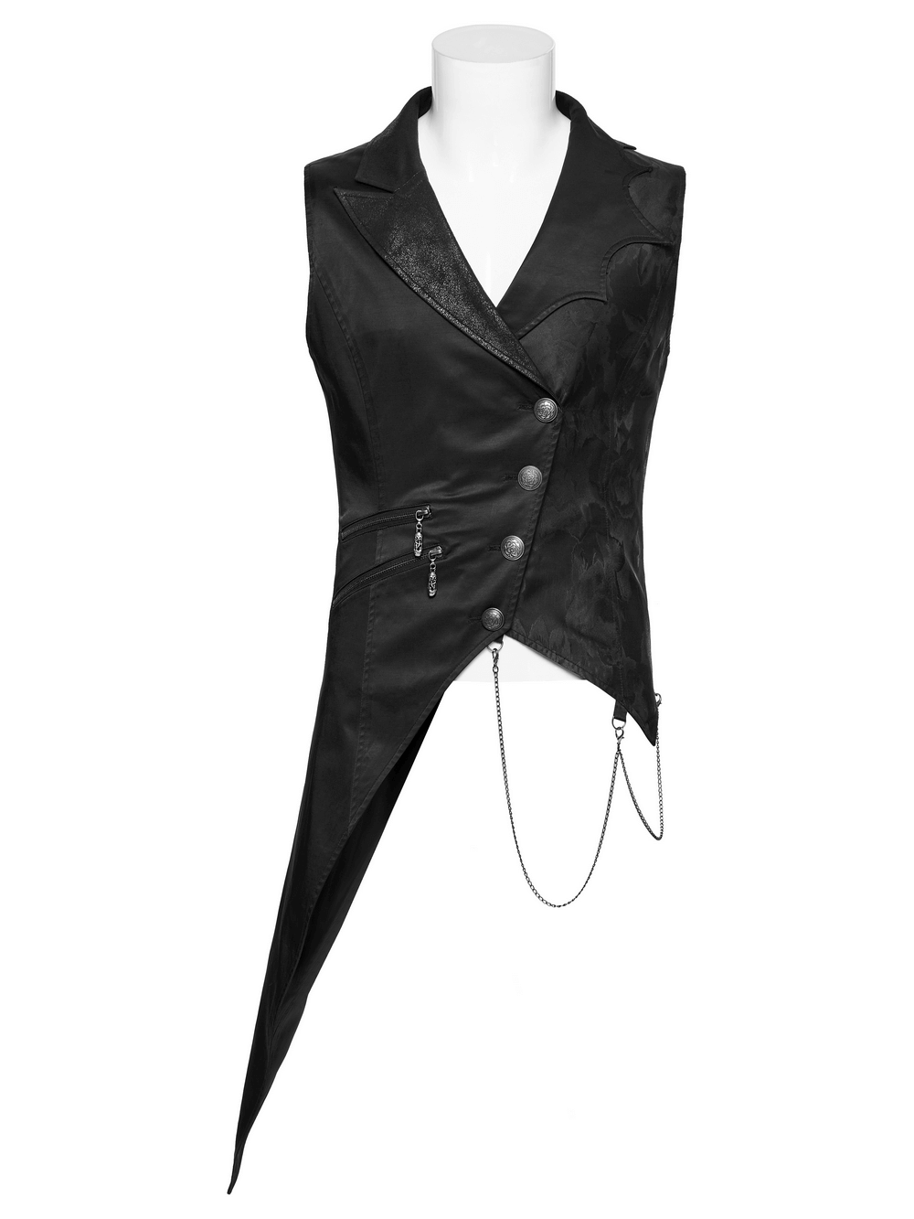 Men's Gothic Asymmetric Waistcoat with Metal Chain Details