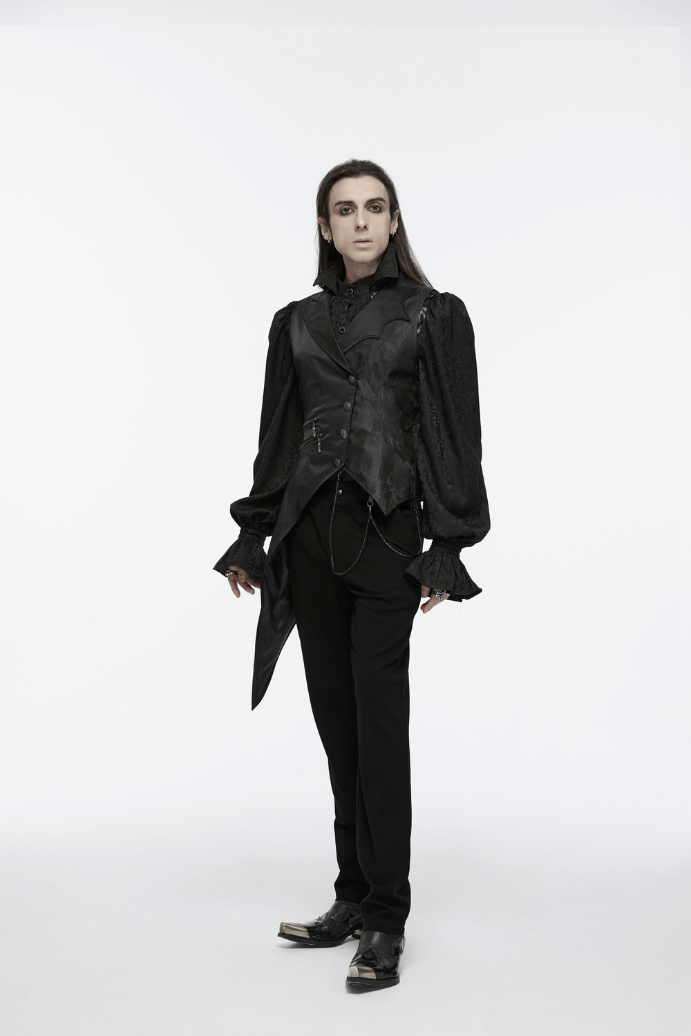 Men's Gothic Asymmetric Waistcoat with Metal Chain Details