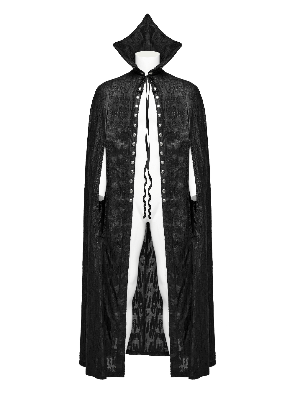 Men's Gothic Bat Collar Cape with Lace Detail