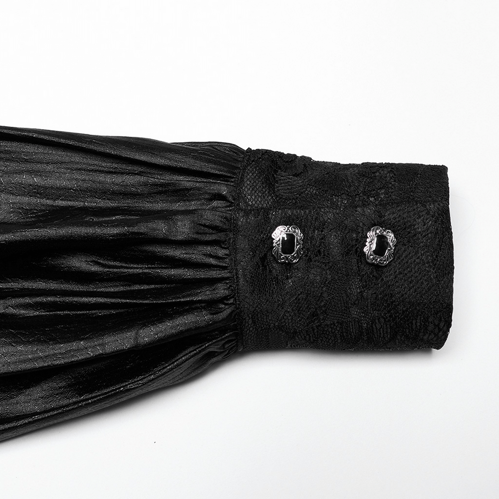 Men's Gothic Black Lace Shirt with Bubble Sleeves