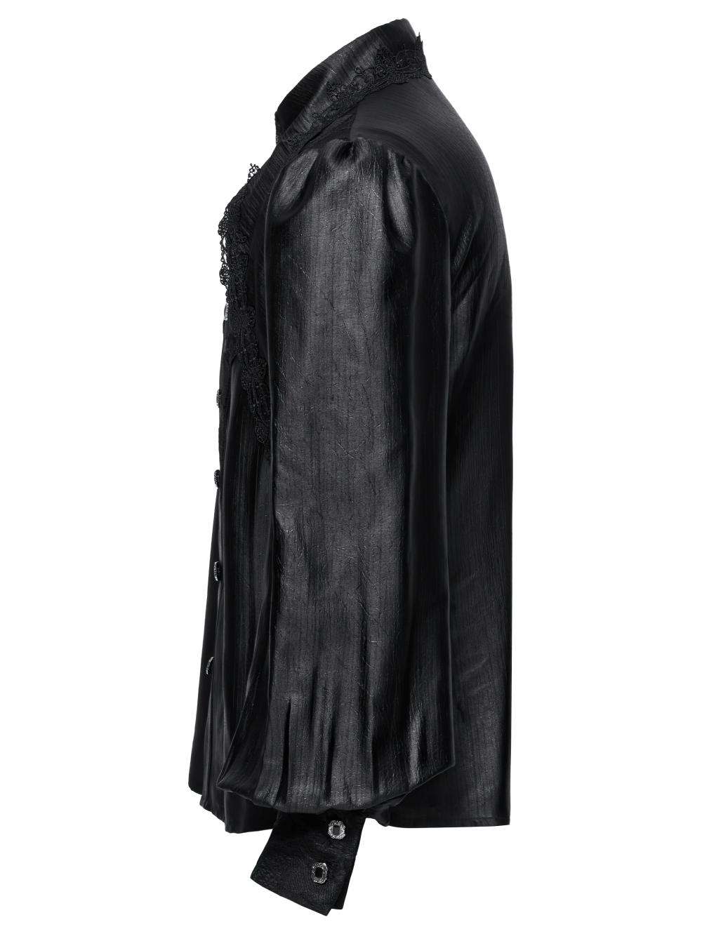 Men's Gothic Black Lace Shirt with Bubble Sleeves