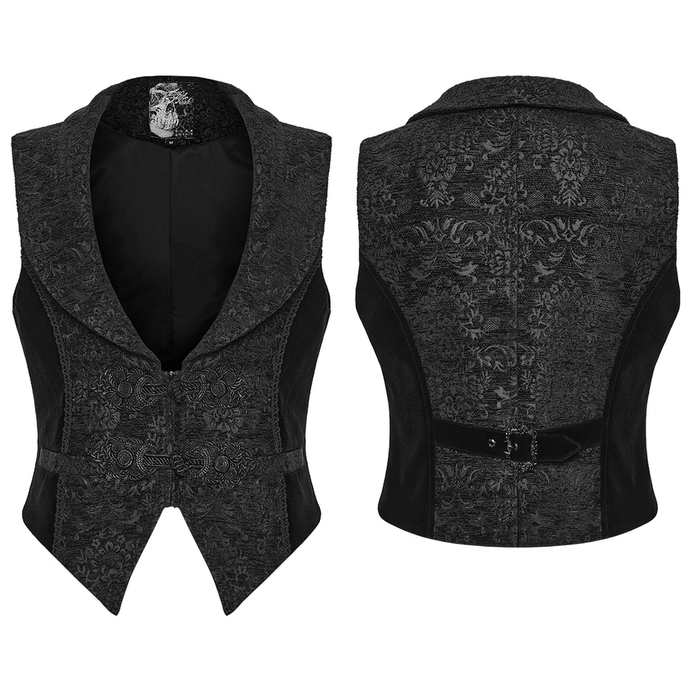Men's Gothic Brocade Waistcoat with Vintage Buckle