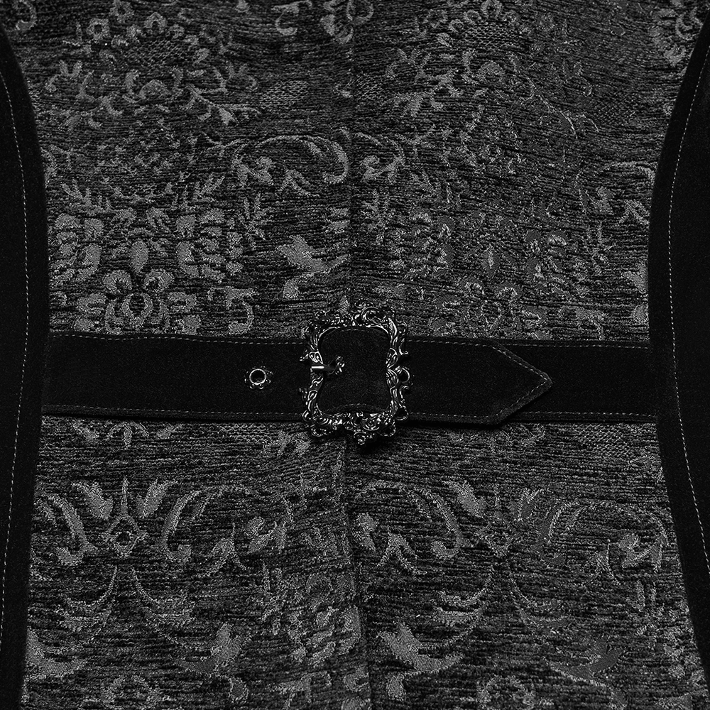 Men's Gothic Brocade Waistcoat with Vintage Buckle