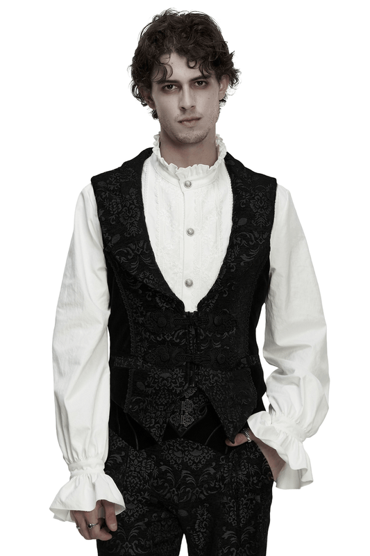 Men's Gothic Brocade Waistcoat with Vintage Buckle