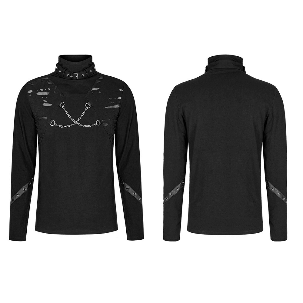 Men's Gothic Broken Hole Chain Top - Punk Streetwear