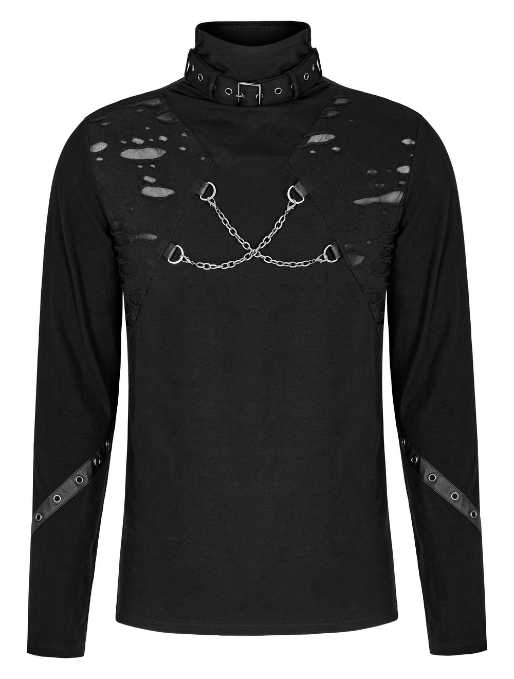 Men's Gothic Broken Hole Chain Top - Punk Streetwear