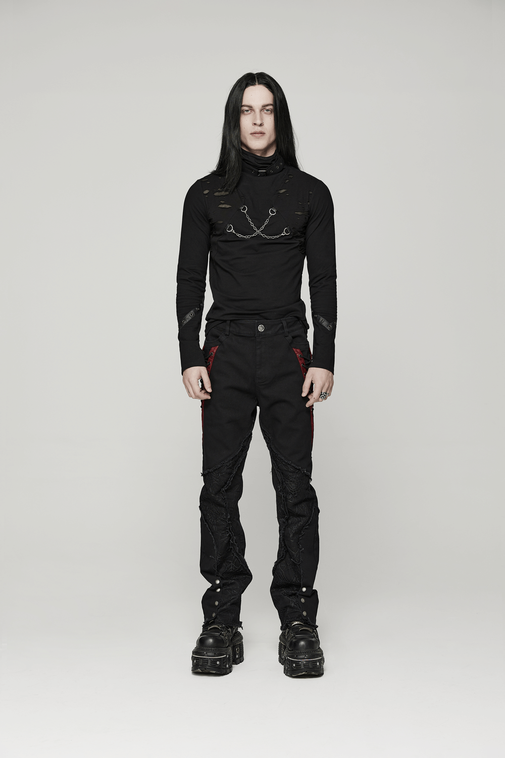 Men's Gothic Broken Hole Chain Top - Punk Streetwear