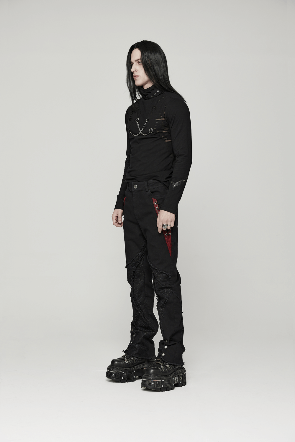 Men's Gothic Broken Hole Chain Top - Punk Streetwear
