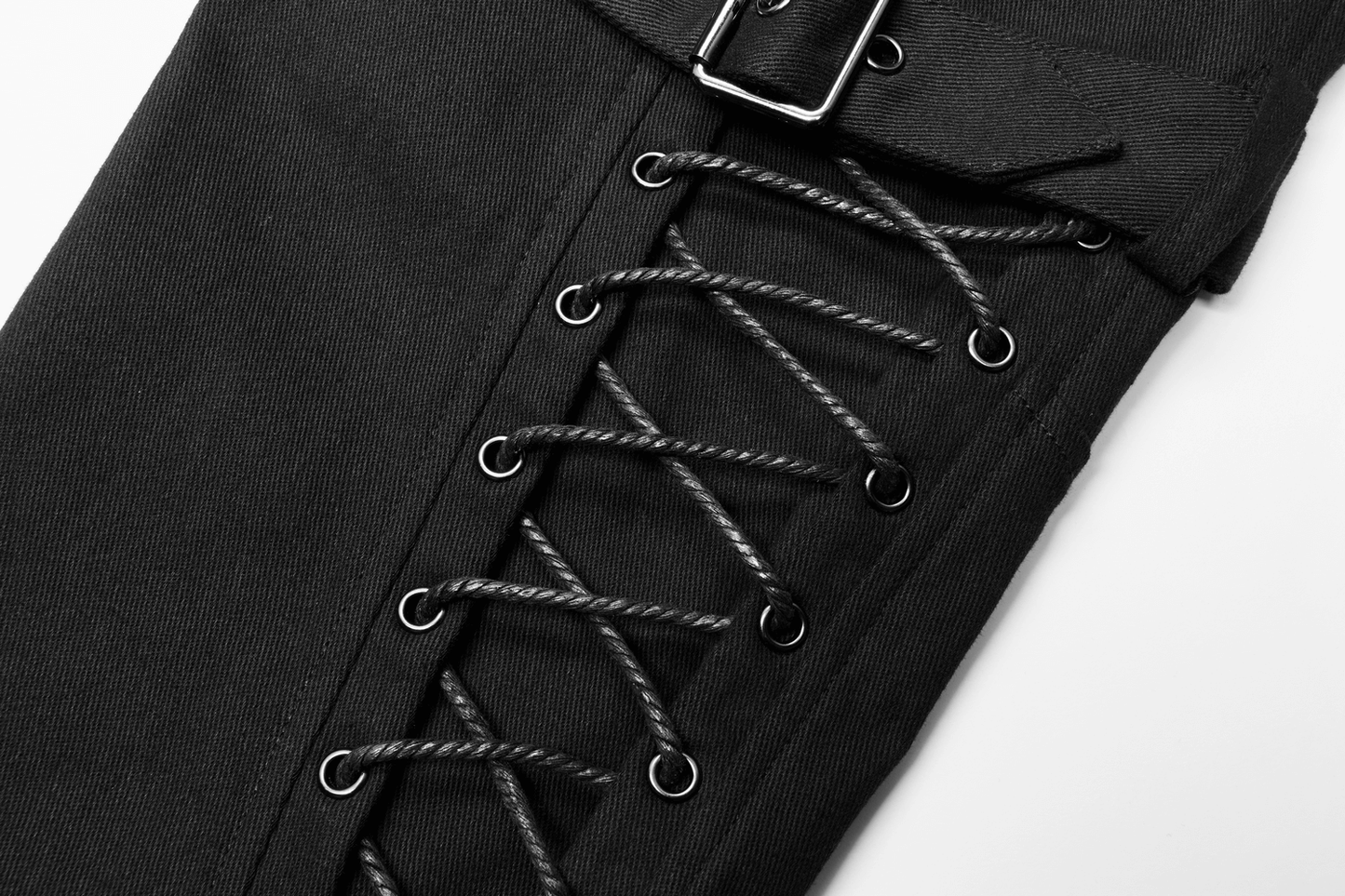 Men's Gothic Cargo Pants with Buckles and Lace-up Detail
