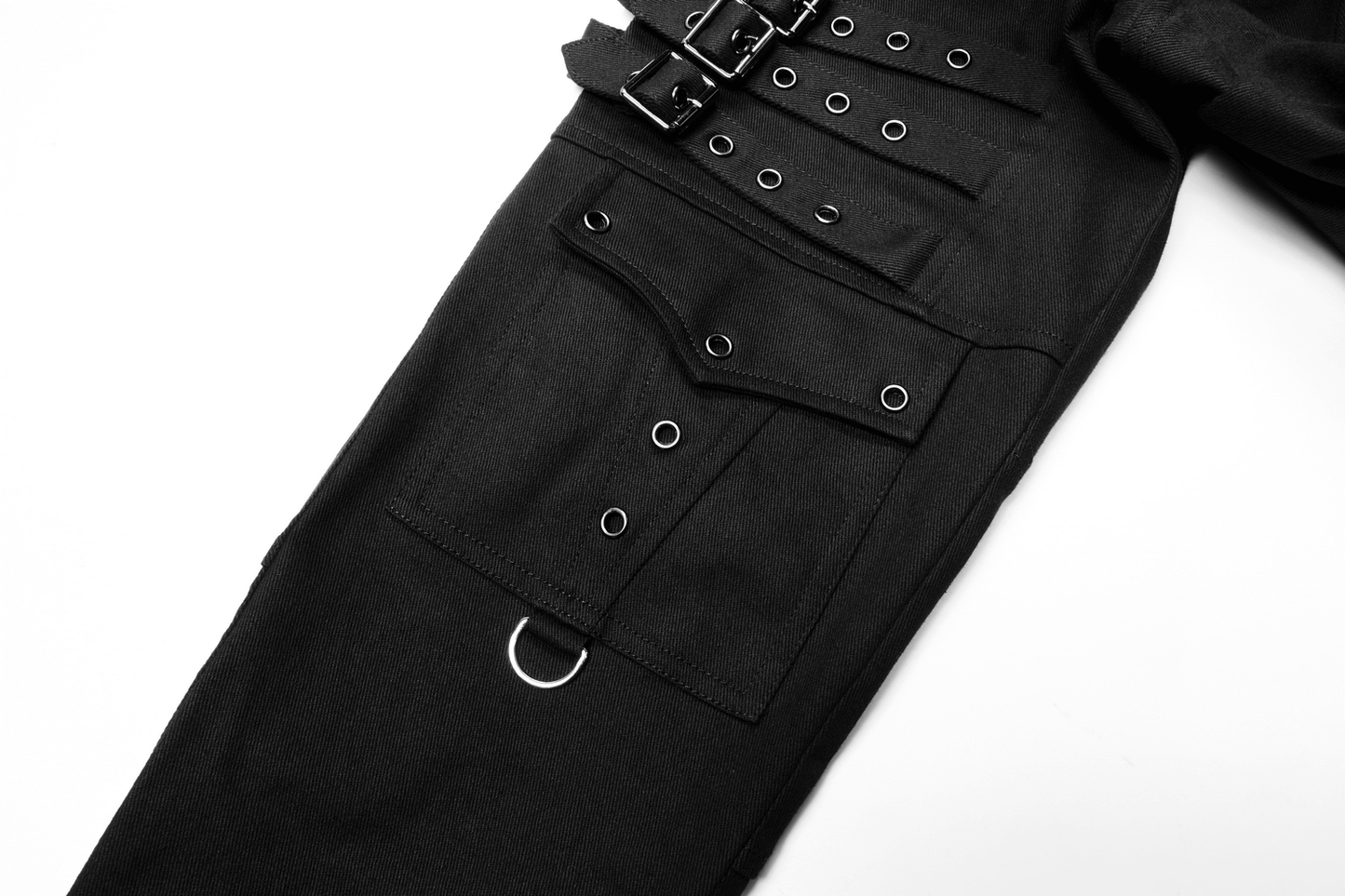 Men's Gothic Cargo Pants with Buckles and Lace-up Detail