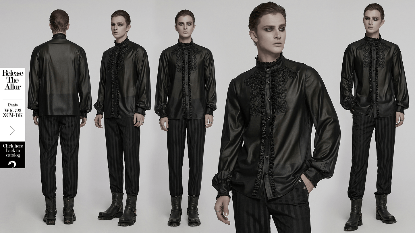 Men's Gothic Chiffon Shirt with Ruffles and Lace