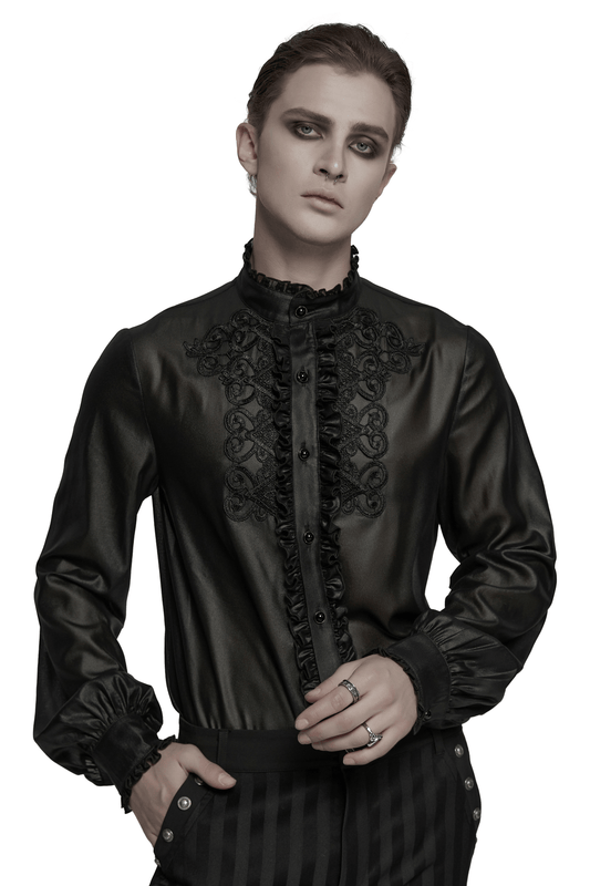 Men's Gothic Chiffon Shirt with Ruffles and Lace