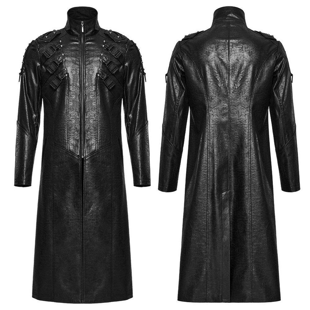 Men's Gothic Faux Leather Cyberpunk Trench Coat