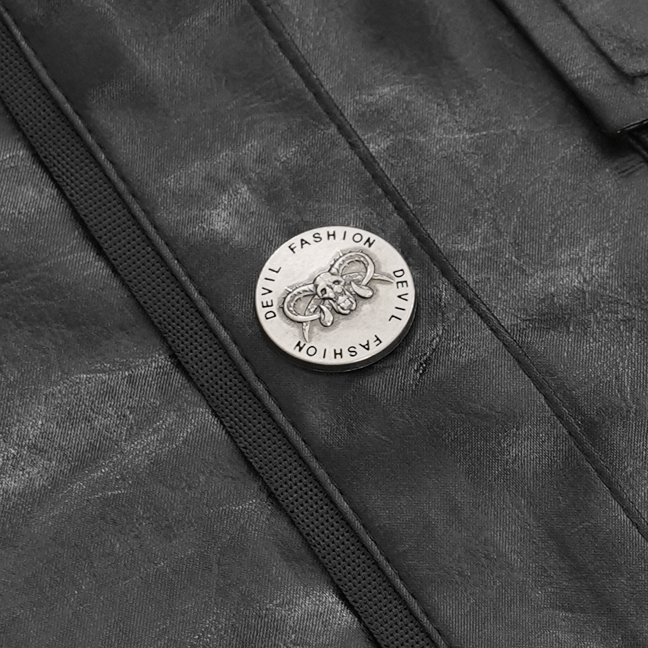 Men's Gothic Faux Leather Shirt with Chain Detail