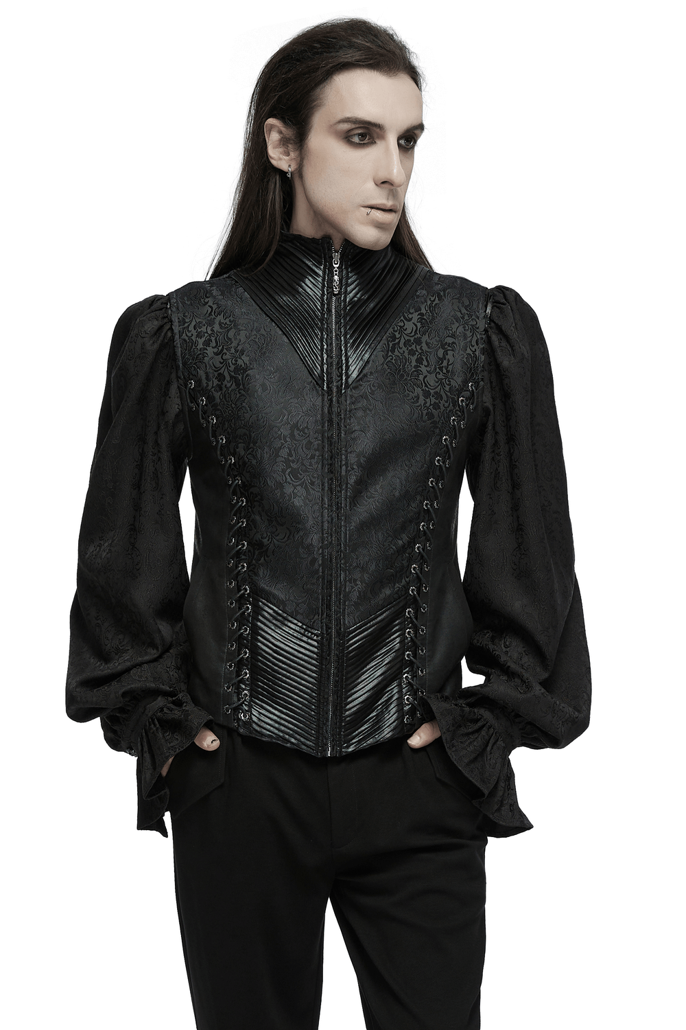 Men's Gothic Jacquard and Pleated Fabric Waistcoat