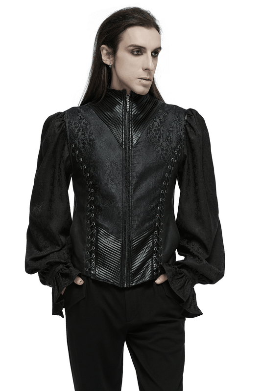 Men's Gothic Jacquard and Pleated Fabric Waistcoat