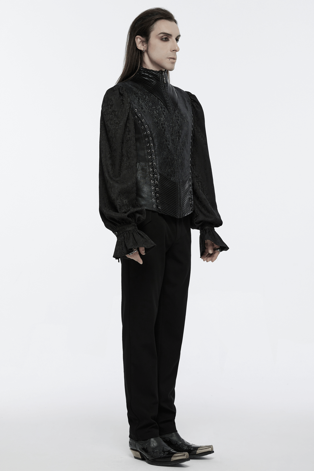 Men's Gothic Jacquard and Pleated Fabric Waistcoat