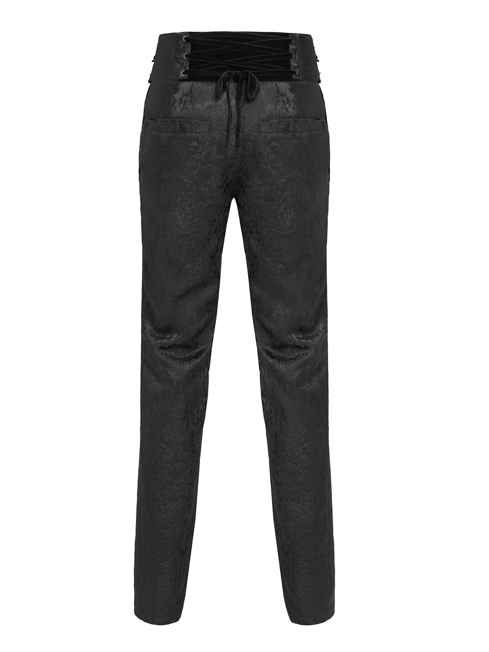 Men's Gothic Jacquard Pants with Buckles and Velvet Waist
