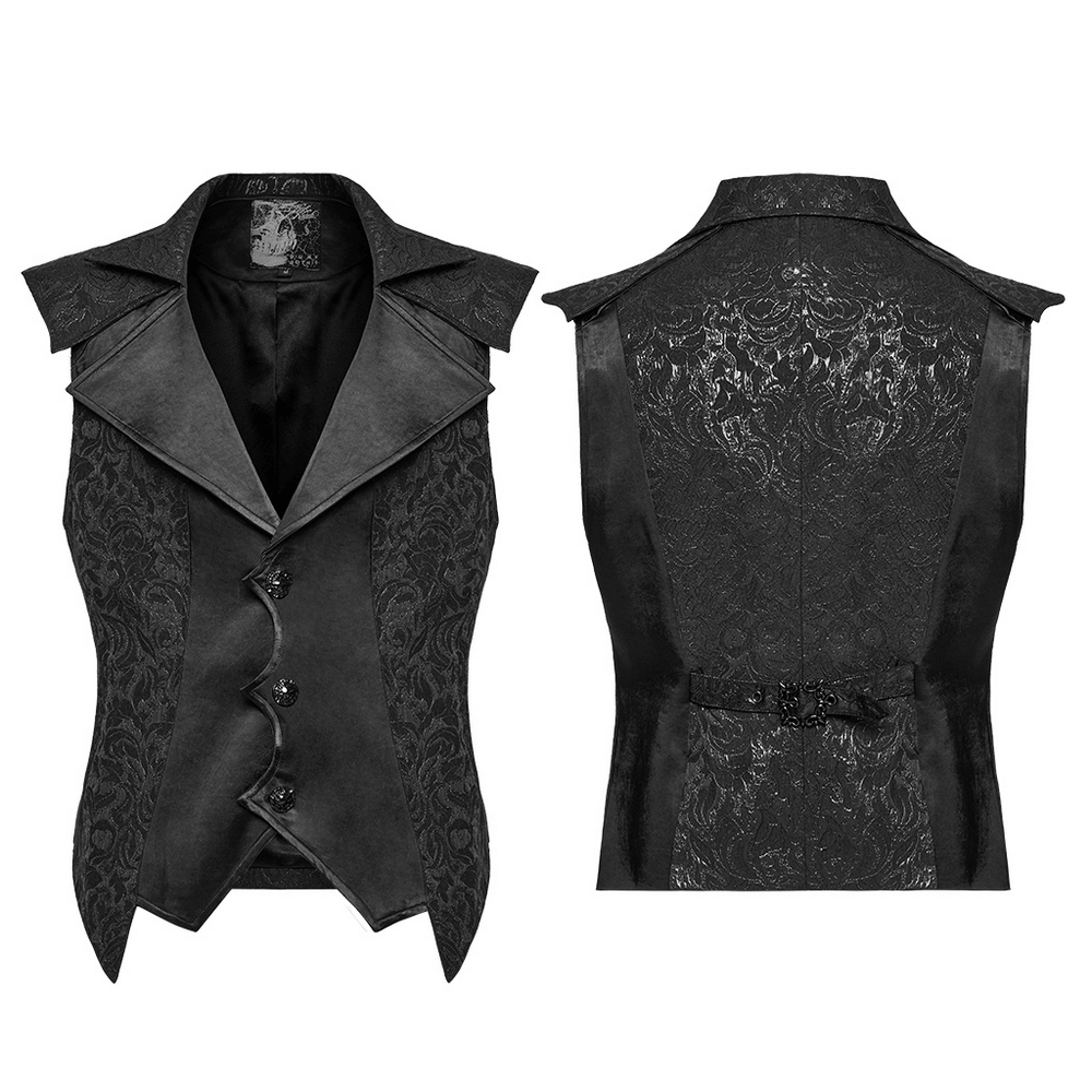 Men's Gothic Jacquard Waistcoat with Statement Collar