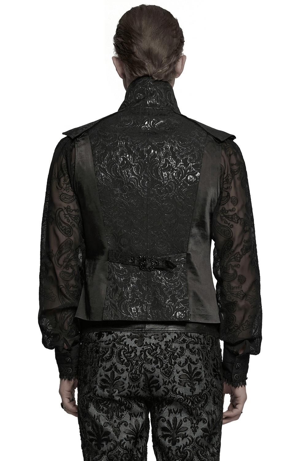 Men's Gothic Jacquard Waistcoat with Statement Collar