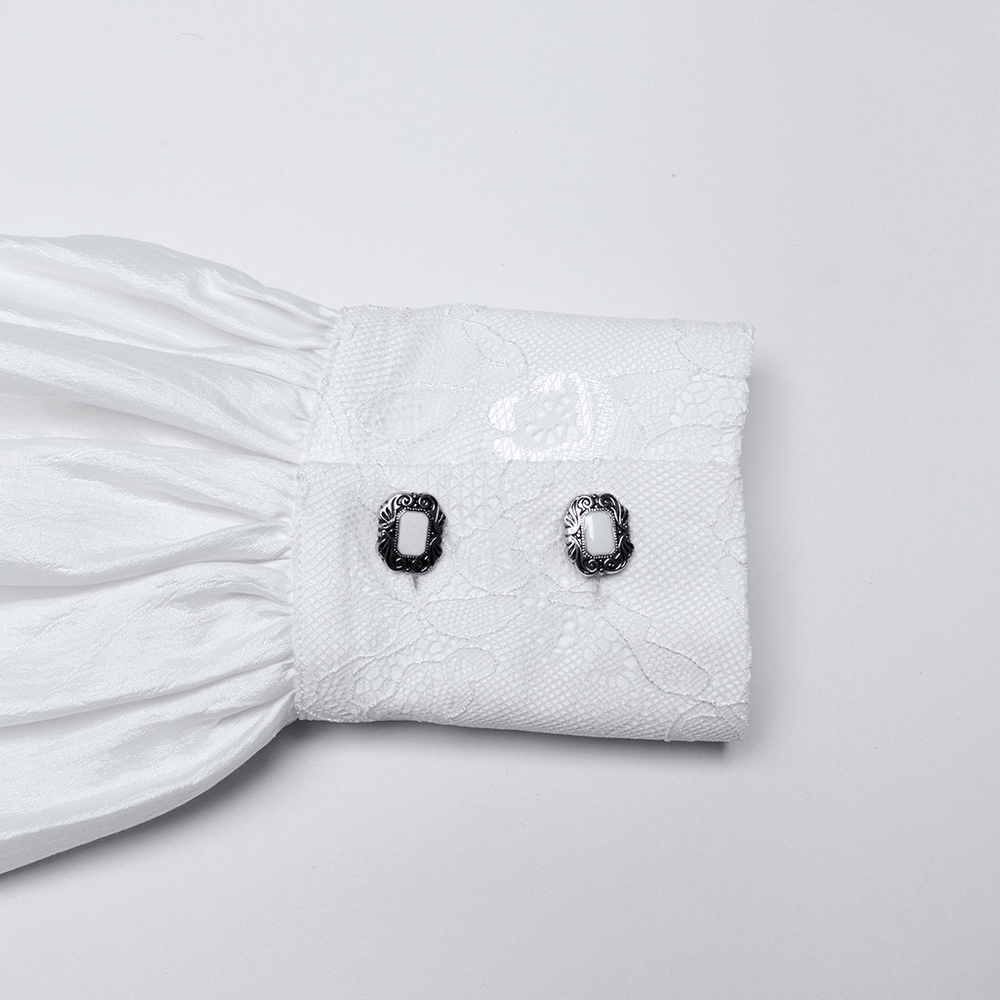 Men's Gothic Lace Button-Up Shirt with Layered Sleeves