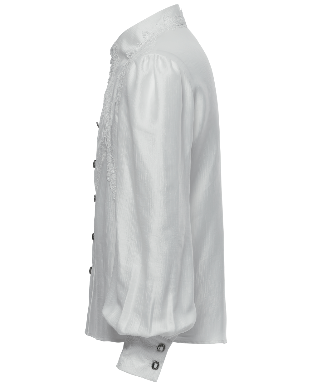 Men's Gothic Lace Button-Up Shirt with Layered Sleeves