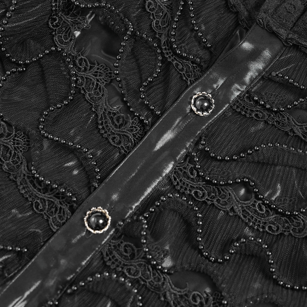 Men's Gothic Lace Ruffled Shirt with Lace-Up Back