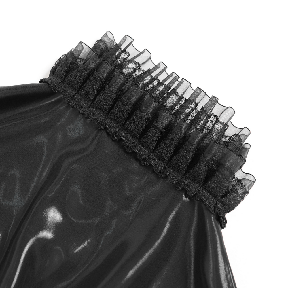 Men's Gothic Lace Ruffled Shirt with Lace-Up Back