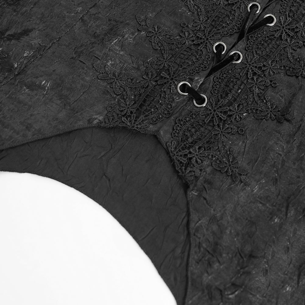 Men's Gothic Lace-Up Shirt with Ruffled Cuffs and Tail Hem