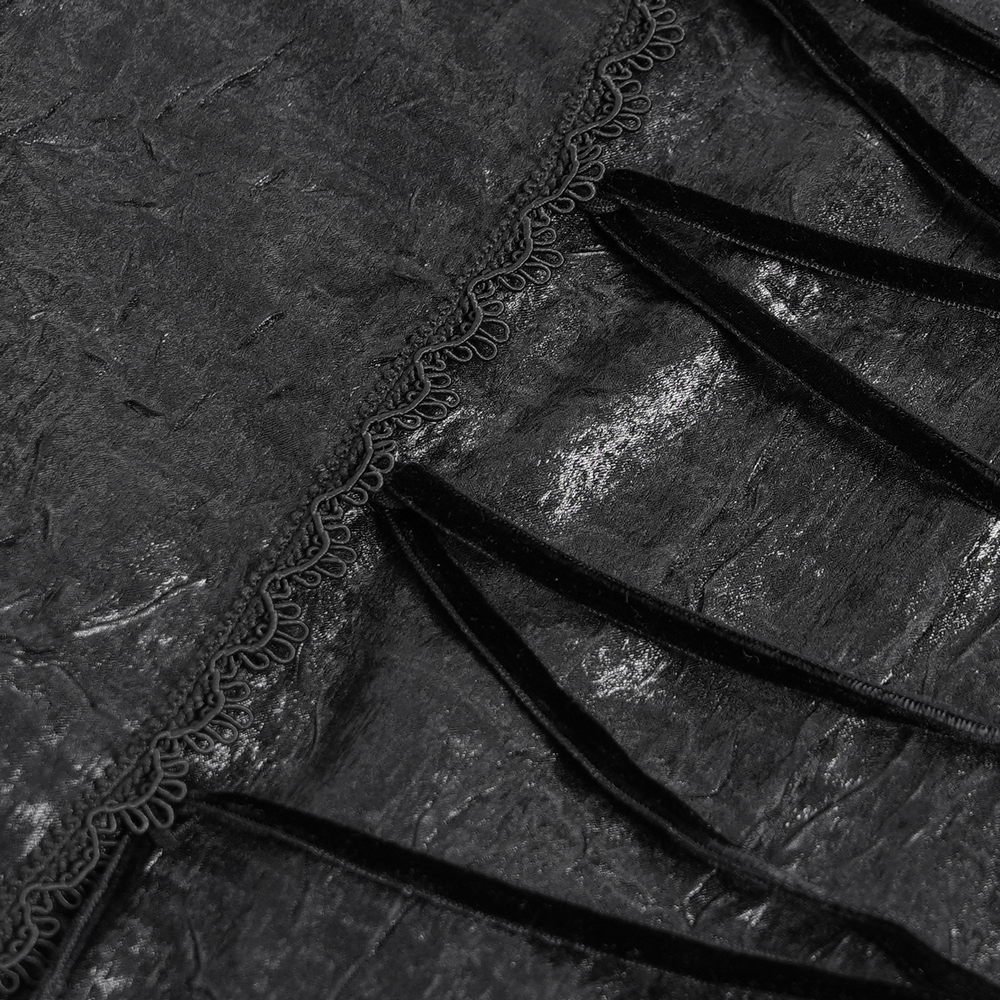 Men's Gothic Lace-Up Shirt with Ruffled Cuffs and Tail Hem