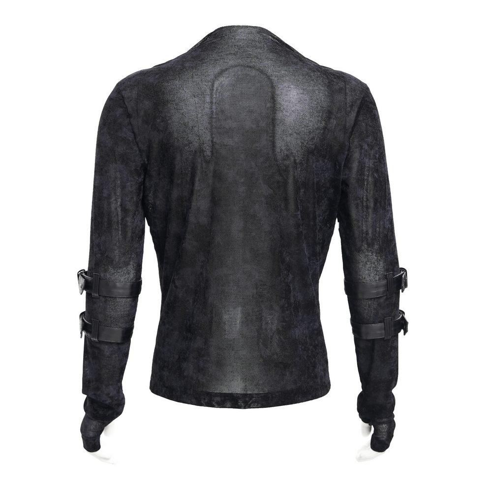 Men's Gothic Long-Sleeved Top with Pentagram Pendant