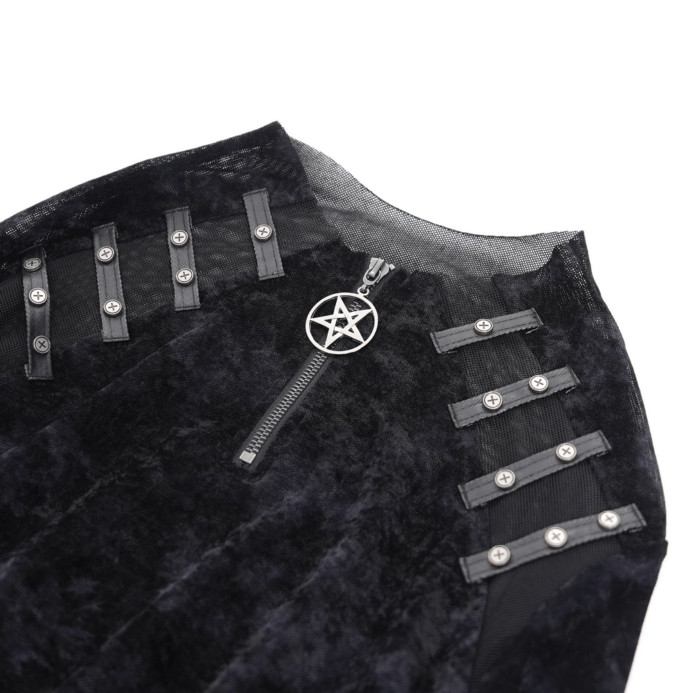 Men's Gothic Long-Sleeved Top with Pentagram Pendant