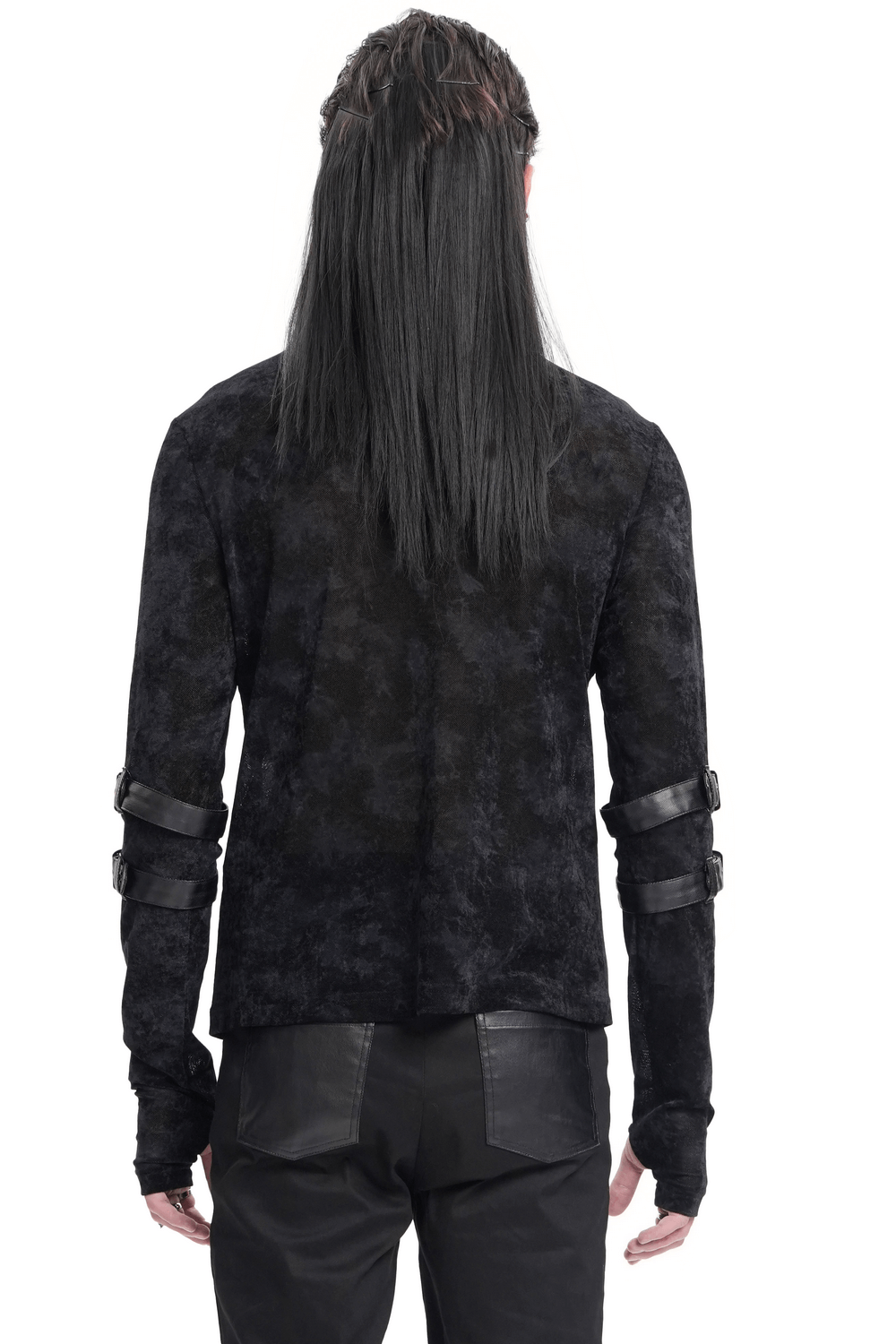 Men's Gothic Long-Sleeved Top with Pentagram Pendant