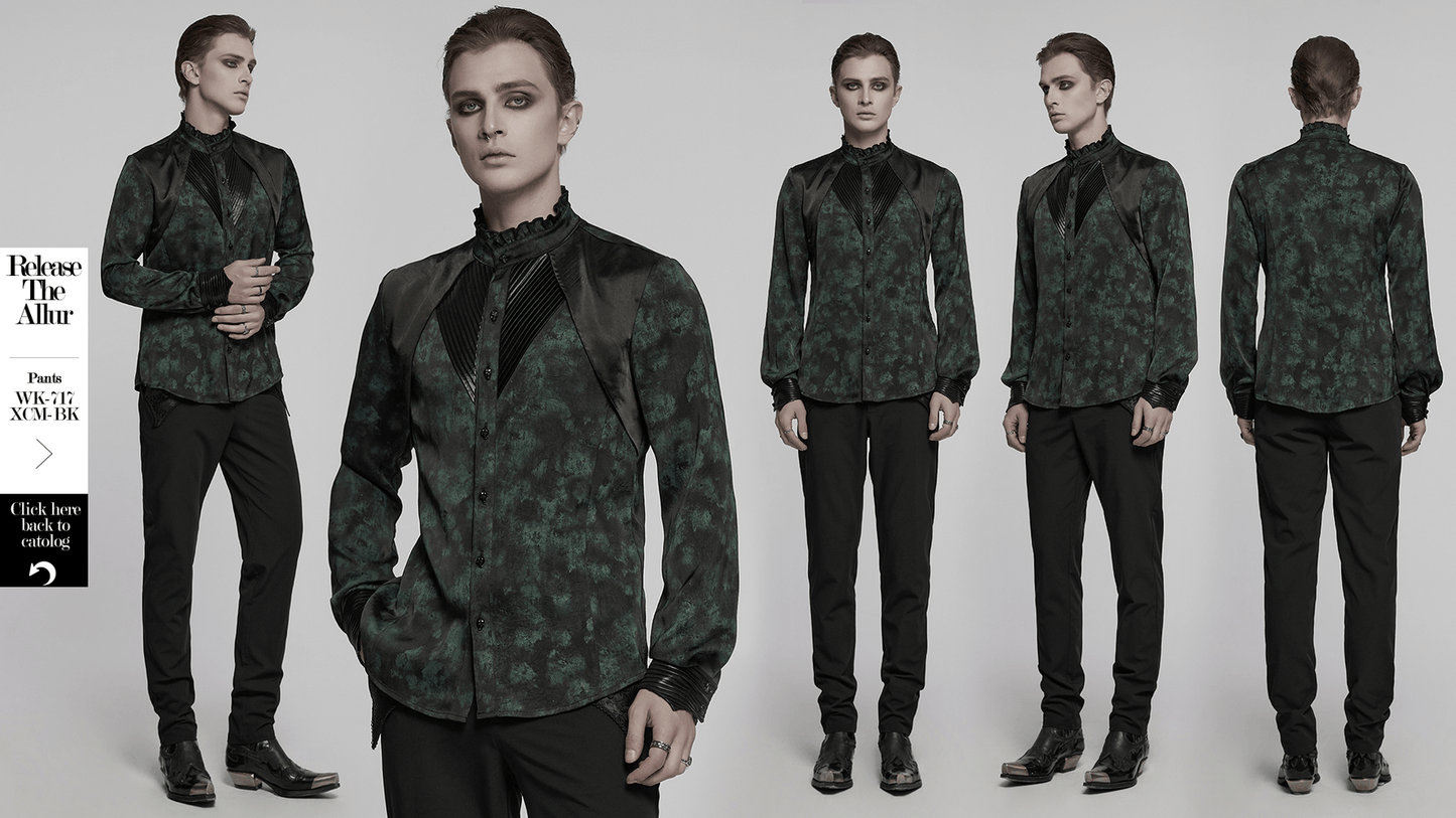 Men's Gothic Pleated Texture Long Sleeved Shirt