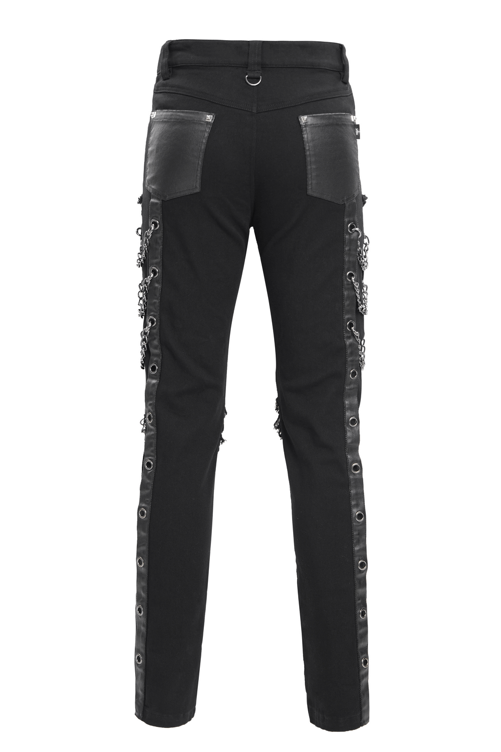Men's Gothic Punk Chain and Zipper Slim Fit Pants