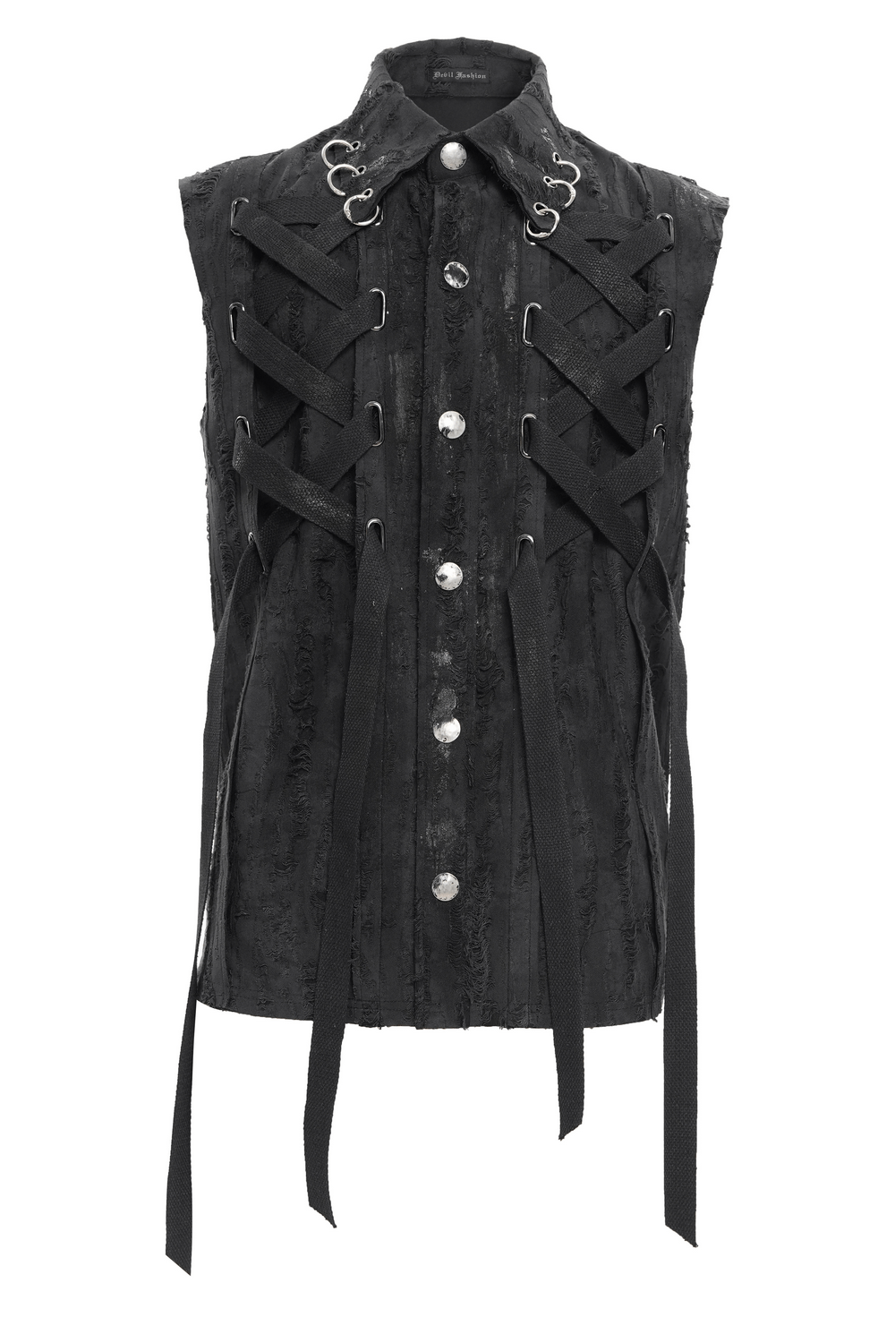 Men's Gothic Punk Sleeveless Shirt with Lace-Up Design