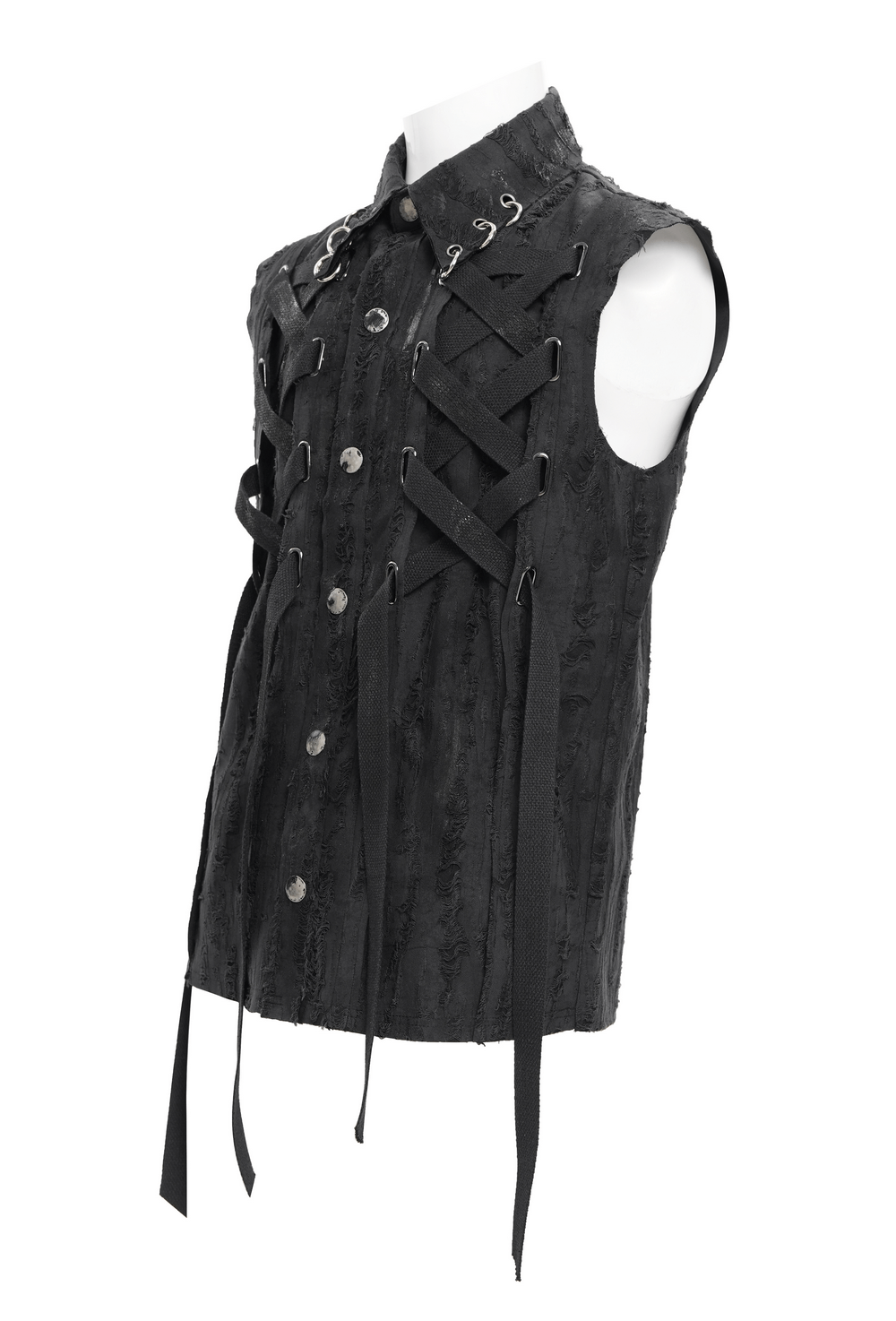 Men's Gothic Punk Sleeveless Shirt with Lace-Up Design