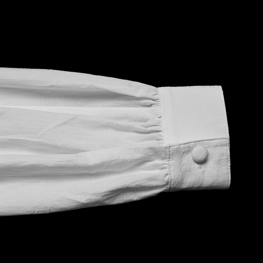 Men's Gothic Ruffled Cotton Shirt with Detachable Collar