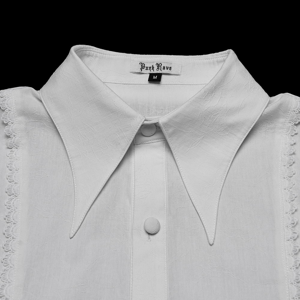 Men's Gothic Ruffled Cotton Shirt with Detachable Collar