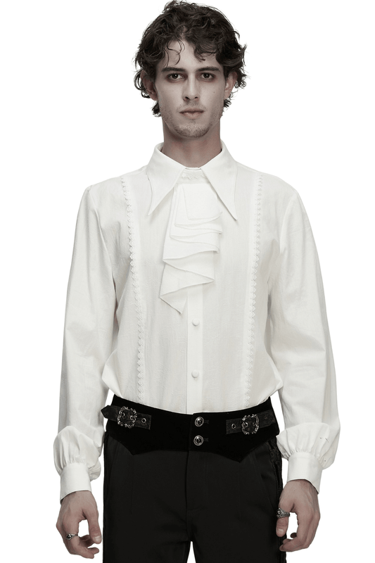 Men's Gothic Ruffled Cotton Shirt with Detachable Collar