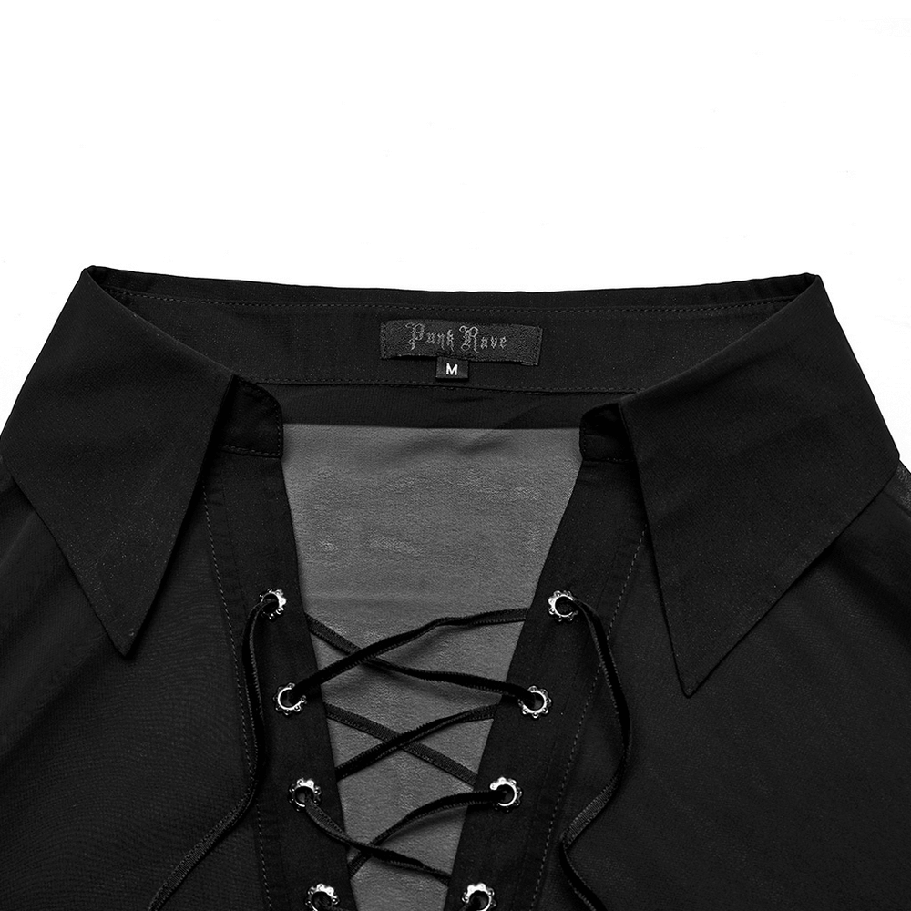 Men's Gothic Shirt: Sheer Chiffon with Lace-Up Front